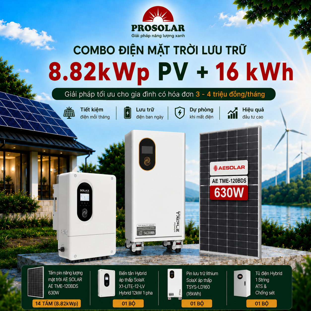 Combo SOLAX bảo hành 10 năm dành cho hoá đơn 3-4tr